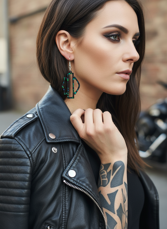 Bar & shield earings